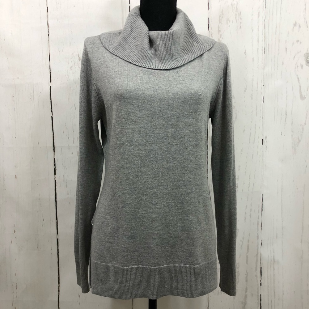 Feminine Black Rivet Grey Cowl Neck Sweater
